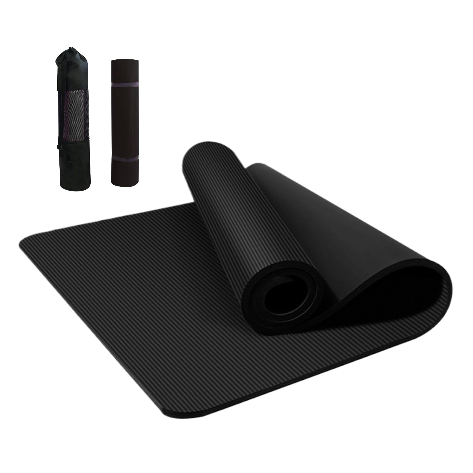 Esterilla de yoga antideslizante – Esterilla de ejercicio | para ejercicios de 15 mm de grosor con bolsa | para gimnasio en casa para entrenamiento de estiramiento de pilates | Mujer Hombre Fitness