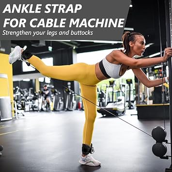 Flintronic Ankle Straps for Cable Machine, Gym Cuffs with Double Stainless Steel D-Ring, Gym Ankle Cuff with Adjustable Neoprene, Muscle Shaping for Men and Women