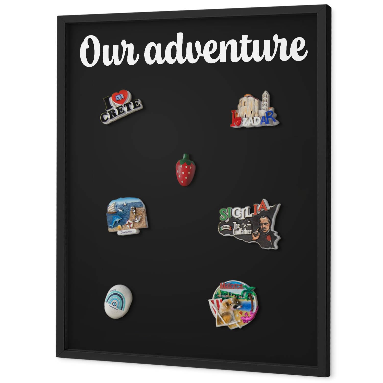 Explorer Magnetic Board 60x80 cm | Black Frame | Our Adventure — image 1