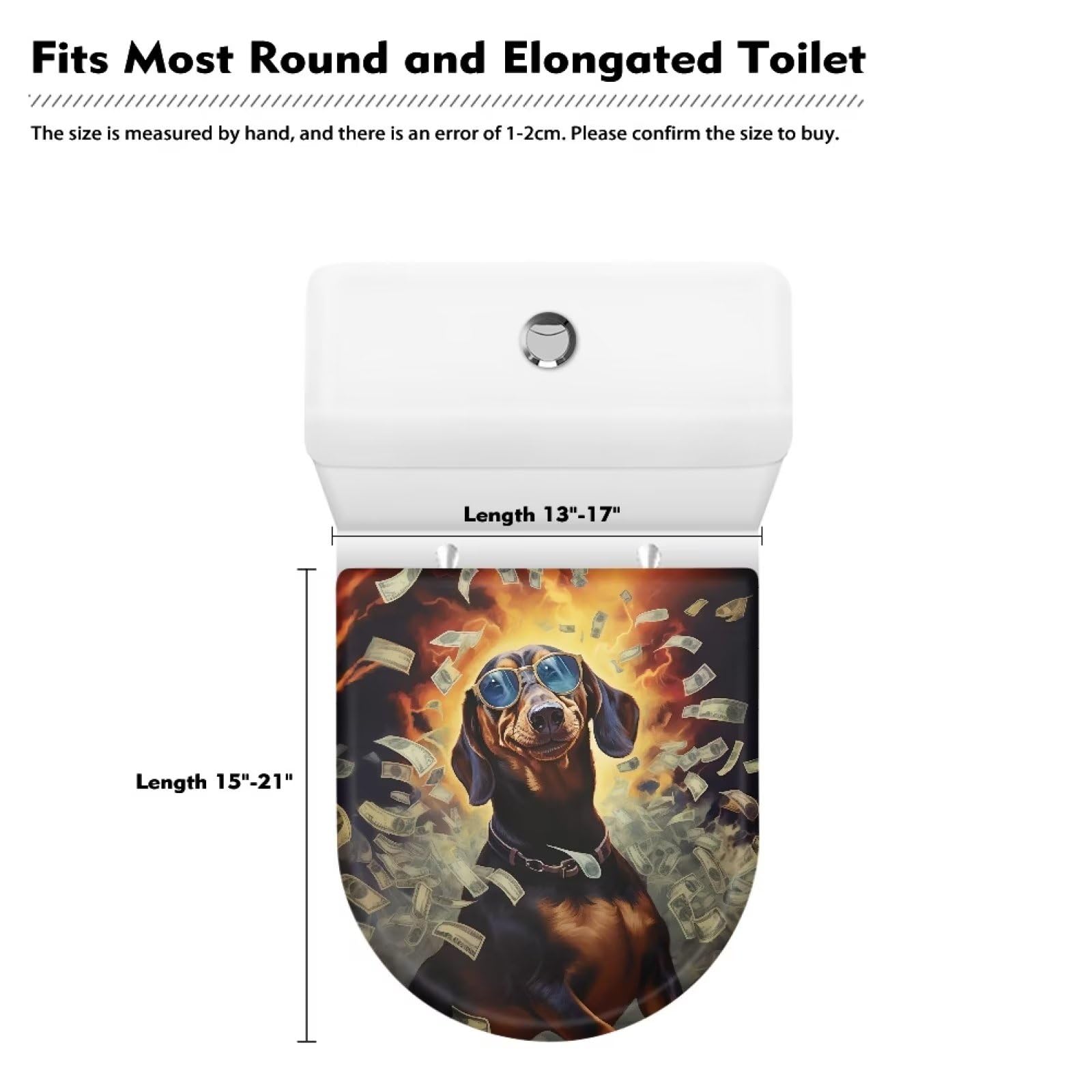 COEQINE Toilet Lid Cover Set Elongated Lid 1 Pcs Fashion Art Cute Animal Print Toilet Lid Cover Elongated With Lucky Dog Print - Image 4