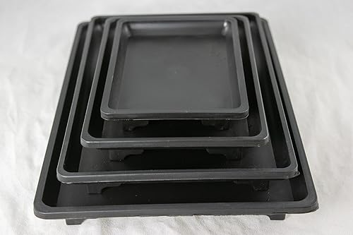 Bandeja rectangular de plástico negro para humedad/goteo para árbol bonsái y plantas de interior de casa 5.25"/ 7"/ 9"/10.5"