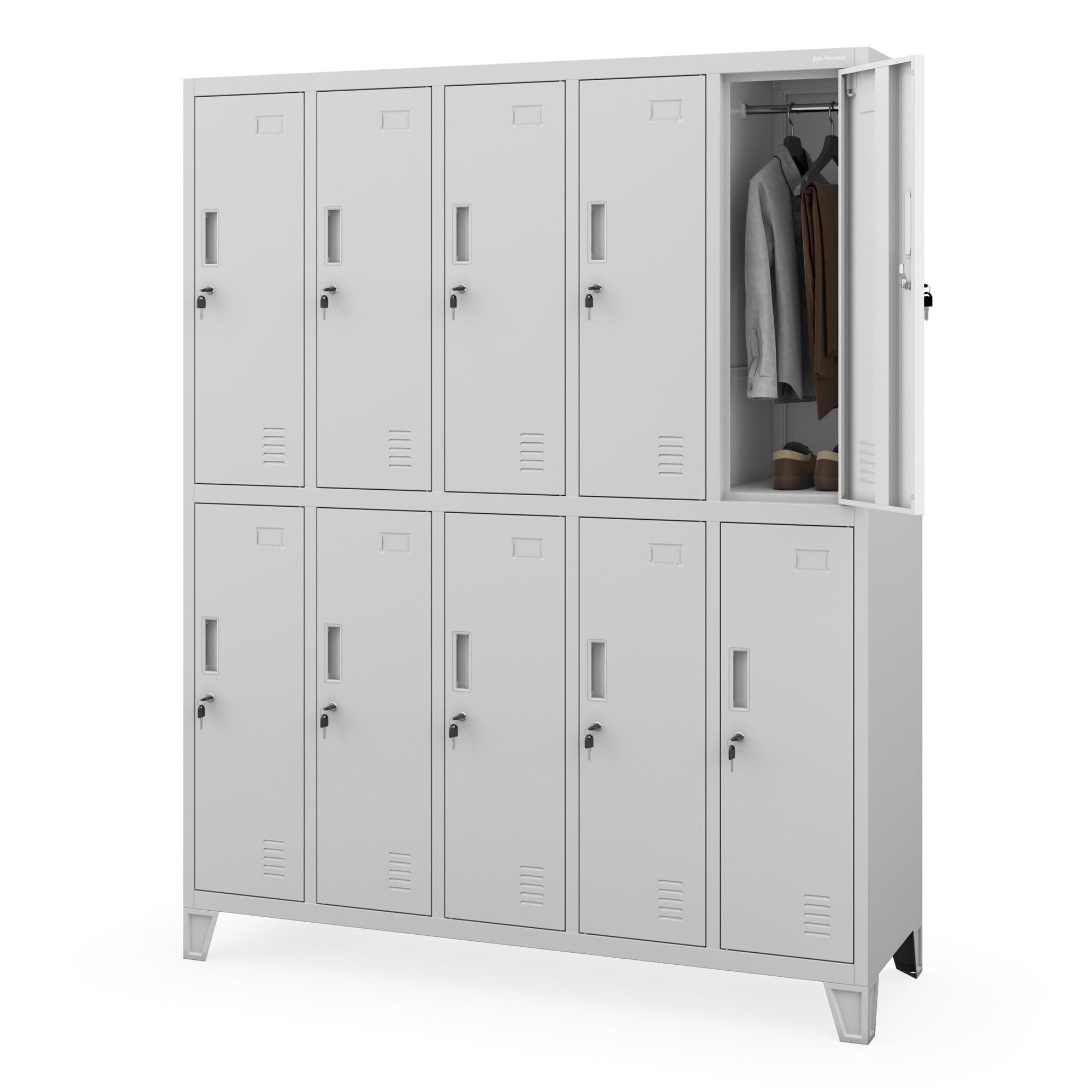 Jan Nowak Umkleideschrank Spindschrank Metall, 10 Fächer, abschließbar
