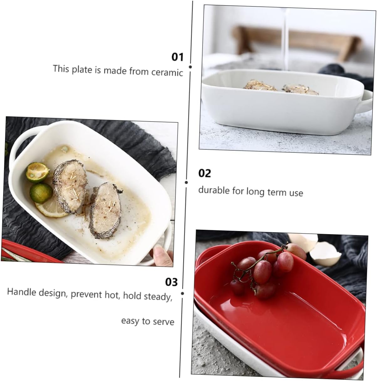 2pcs Rectangular Baking Tray High-temperature Resistant Ceramic Gratin Plates for Versatile Kitchen Use for Cheesecake Casseroles and Hot Dishes