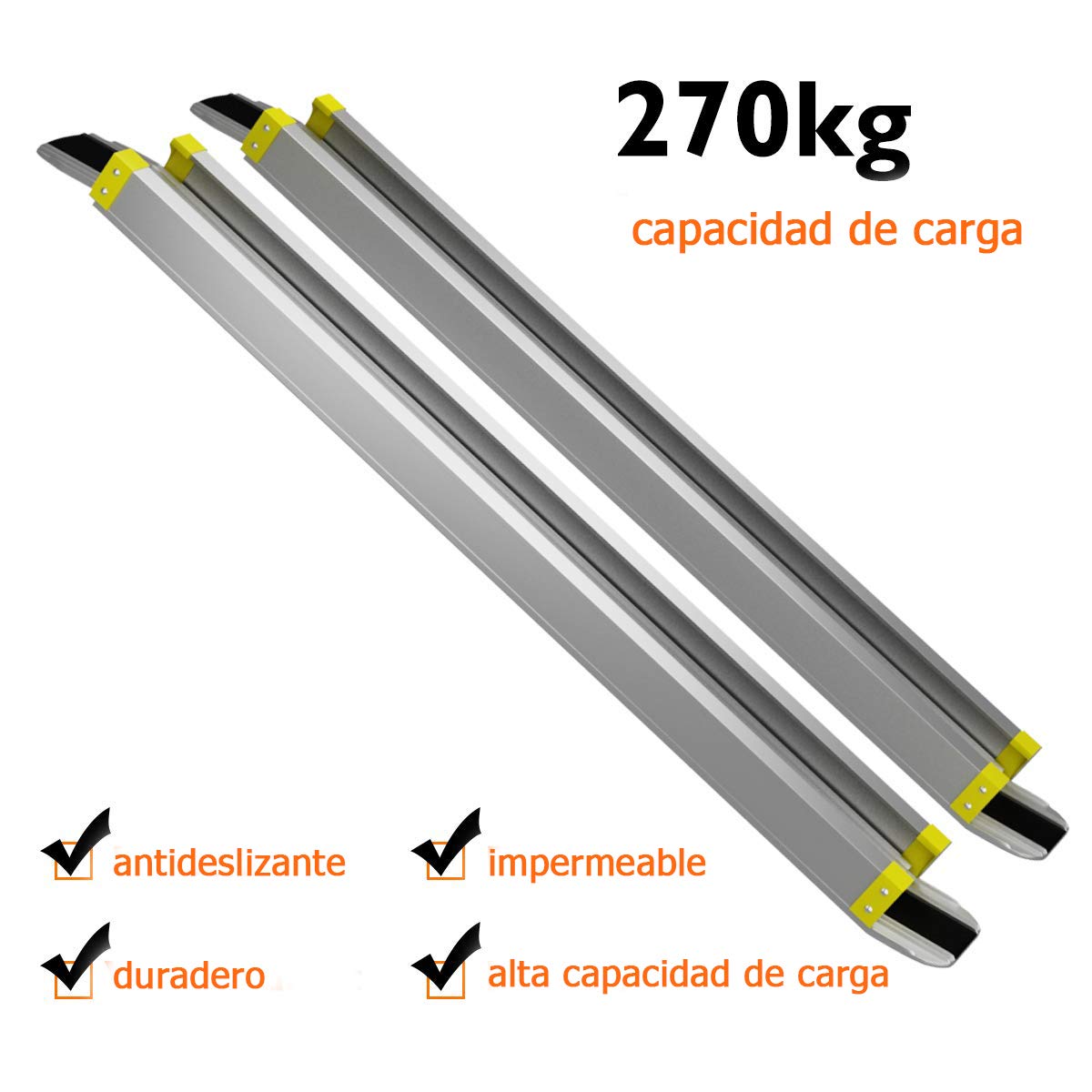 COSTWAY Juego de 2 Rampas de Carga, Rampa Telescópica de Aluminio Carga hasta 270kg, para Moto, Remolque, Furgoneta, Quad, Motocross, Rampas Portátiles Escalar y Descender fácilmente (121,5-212,5 cm)