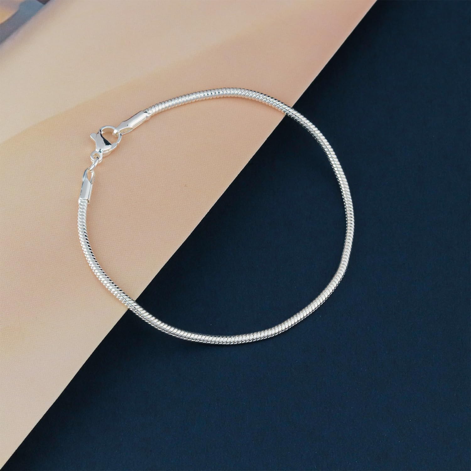 Charm Bracelet 925 Sterling Silver Bracelets for Women 2mm Dainty Snake Chain Bracelet Jewelry Gifts for Her - Image 7