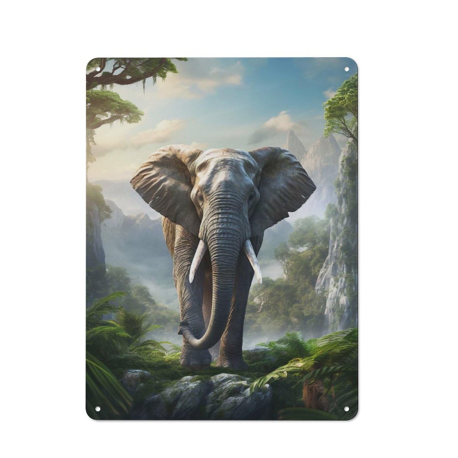 Junmoney Style-6 Vintage Tin Sign 40X30cm With Elephant Mountains For Home Bar Wall, Metal Sign Decor For Home Bars And Entertaining Spaces