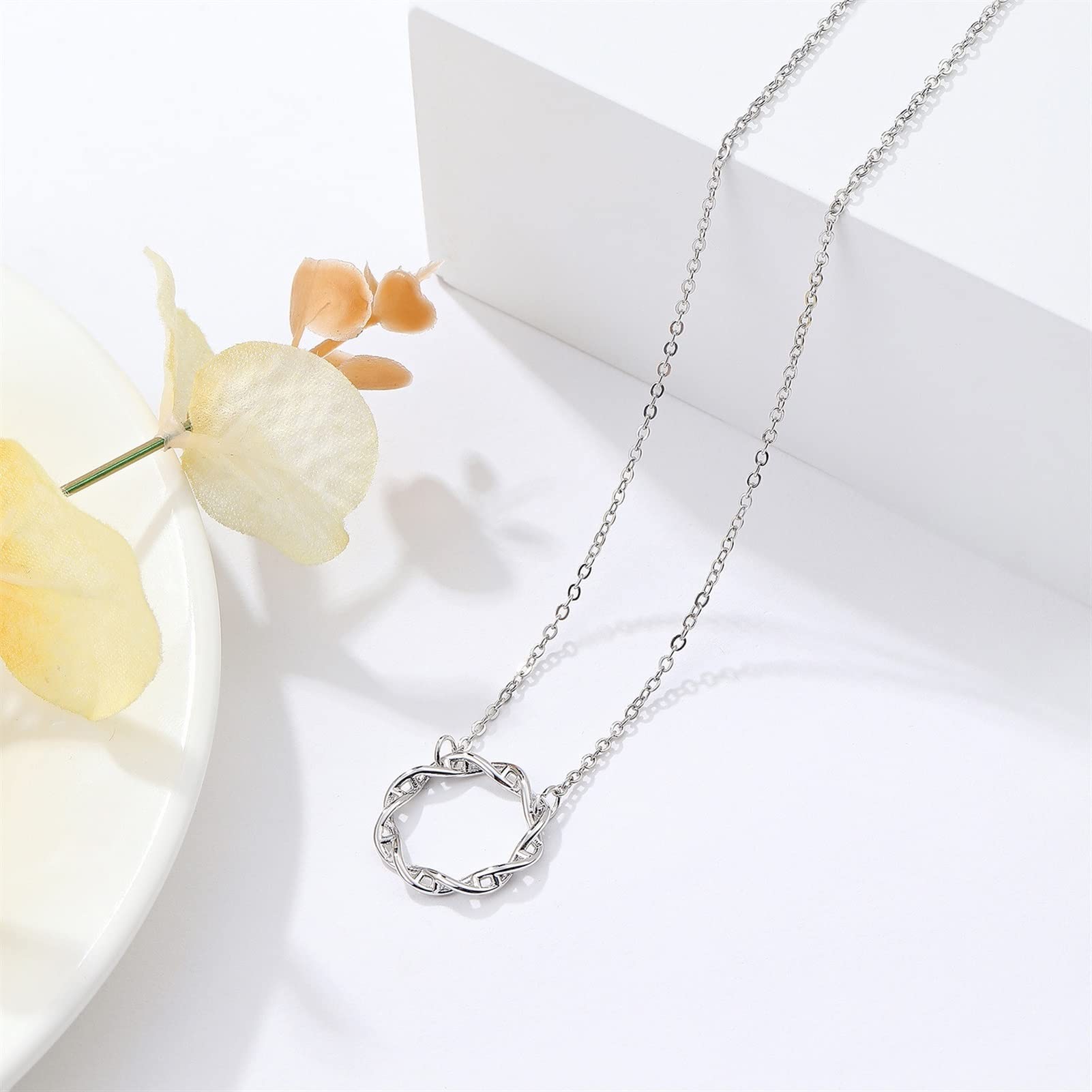 MGRAS Round DNA Necklace Vintage Jewelry Gold Plated Silver