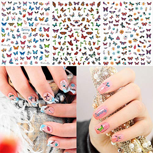 Qpout 960pcs Schmetterling Nagelaufkleber, 3D Selbstklebend Nagelabziehbilder Gemischte Schmetterlinge Maniküre… – Bild 4