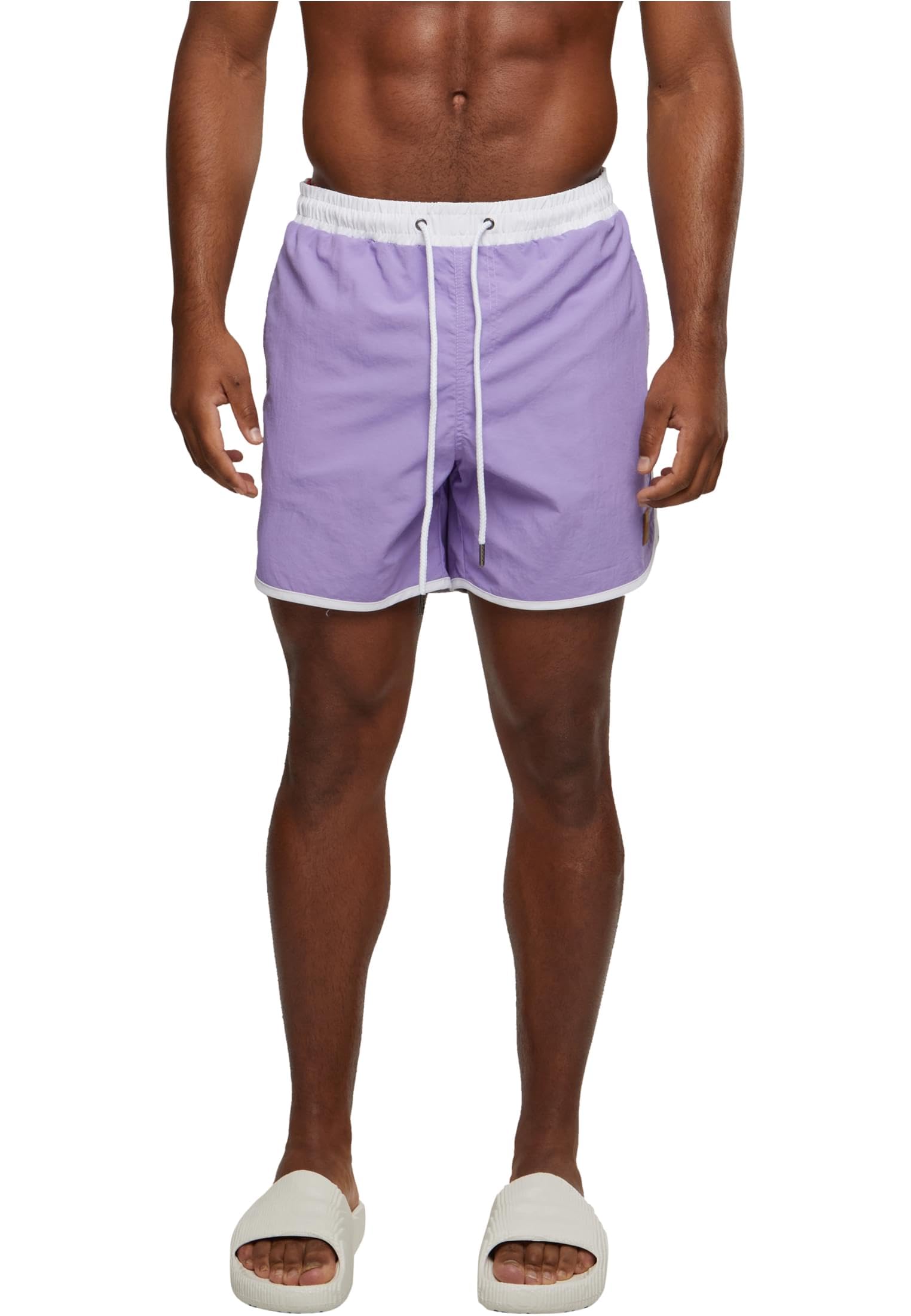 Urban Classics Men's Retro Swim Shorts, Men's Swimming Trunks, Available in Many, Sizes S to 5XL, Lavender/White, 5X-Large