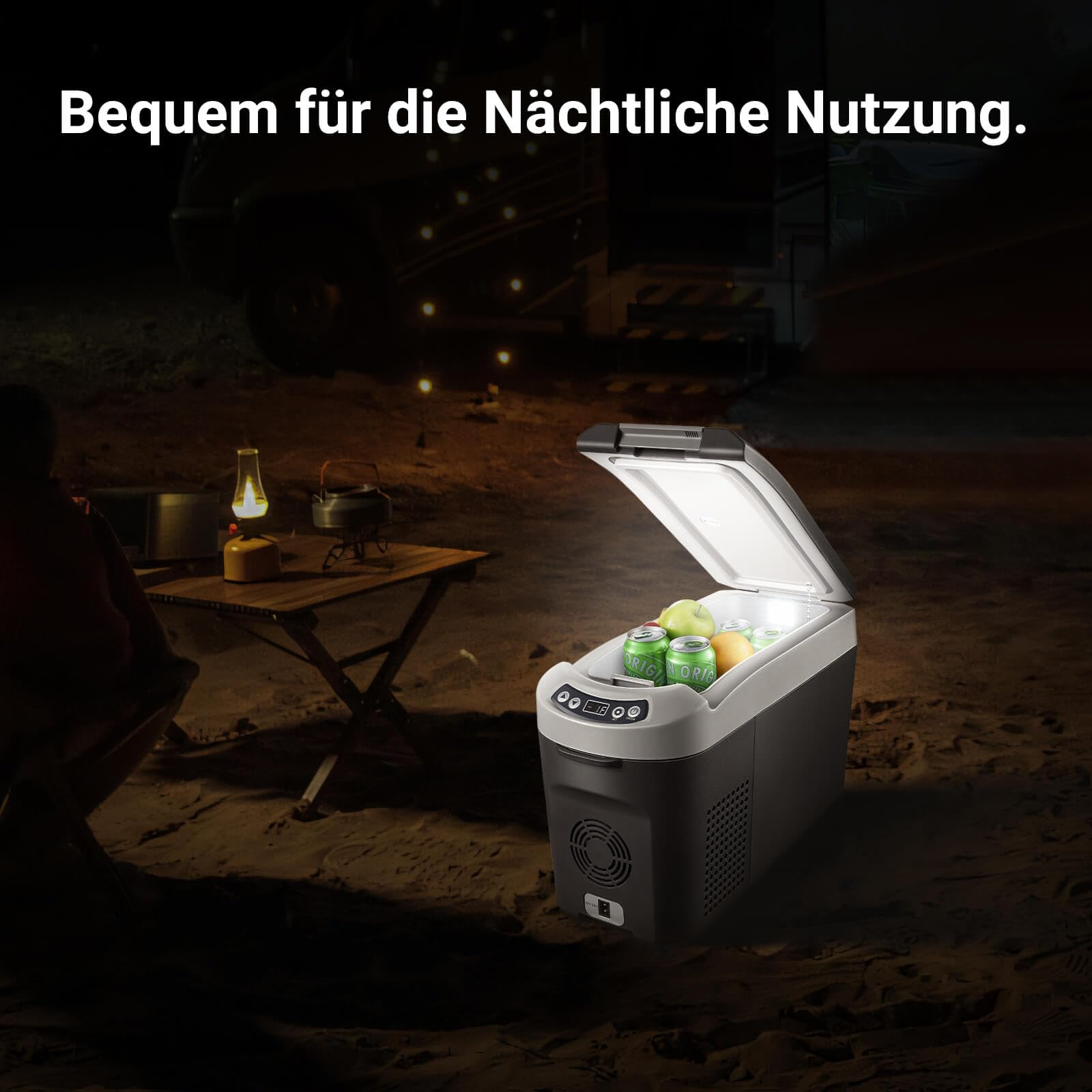 AAOBOSI Kompressor Kühlbox 15 Liter, Kühlbox Auto -20℃~20℃, Kühlbox Elektrisch 12/24V für Auto, Lkw, Boot, Reisemobil und Steckdose