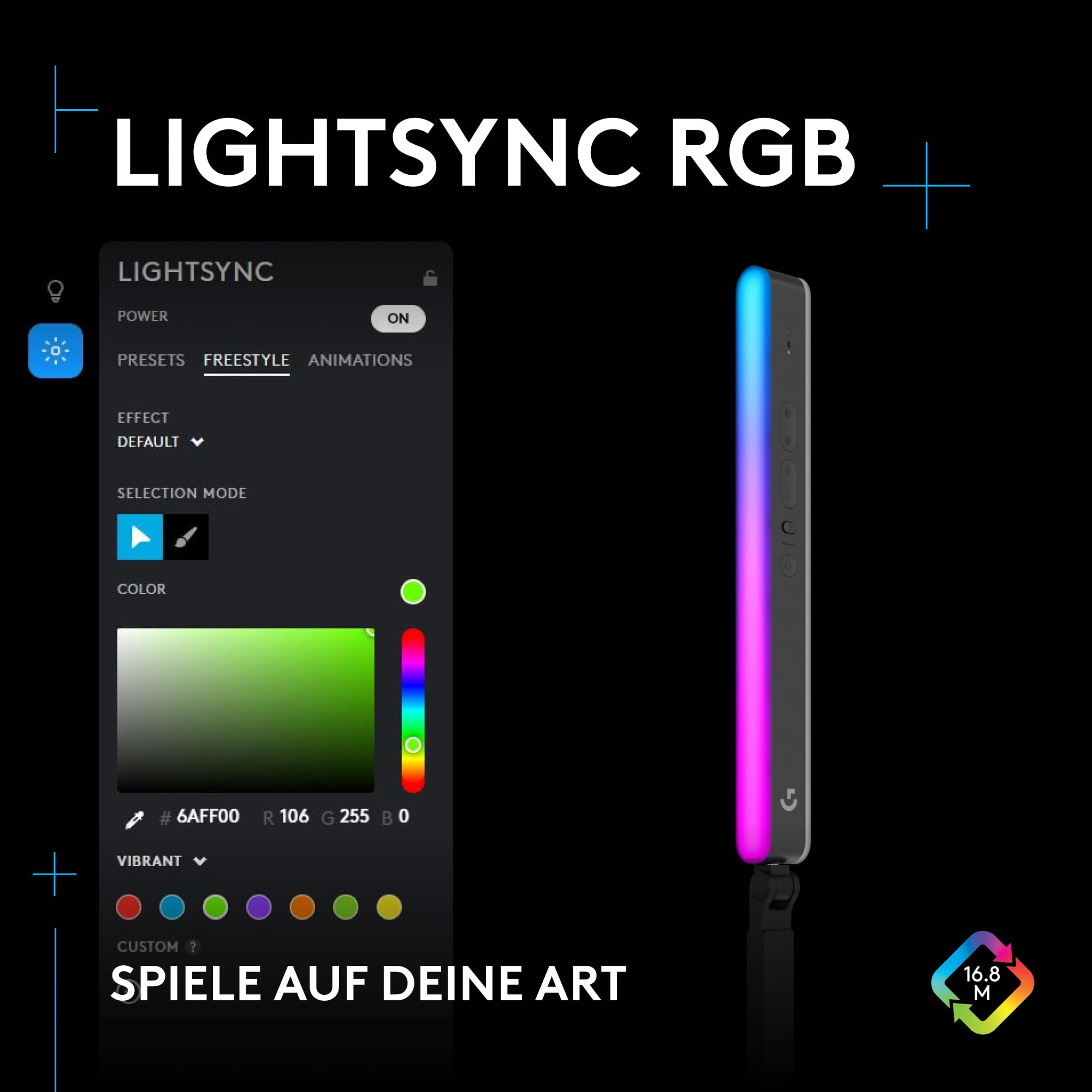 Logitech G Litra Beam LX doppelseitiges Premium-RGB-LED-Streaming-Hauptlicht mit TrueSoft, für Streaming und Broadcasting, LIGHTSYNC, Bluetooth, USB, PC/Mac – Grafit