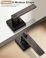 Vista 4 de Probrico Manija de puerta cuadrada resistente con cerradura y llave, manija de puerta de entrada de bronce aceitado para puertas exteriores