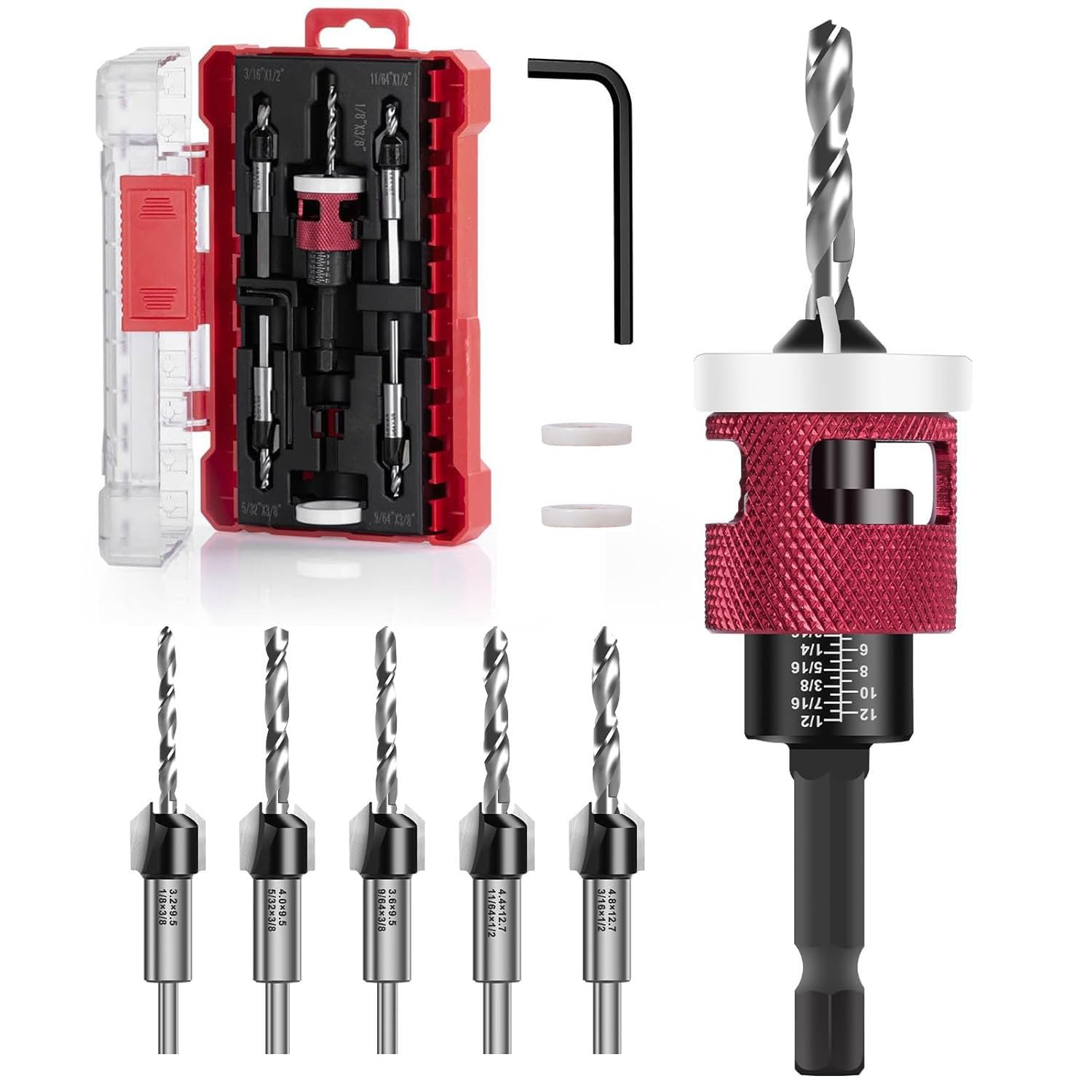 Countersink Drill Bit Set - 9 Pieces -9