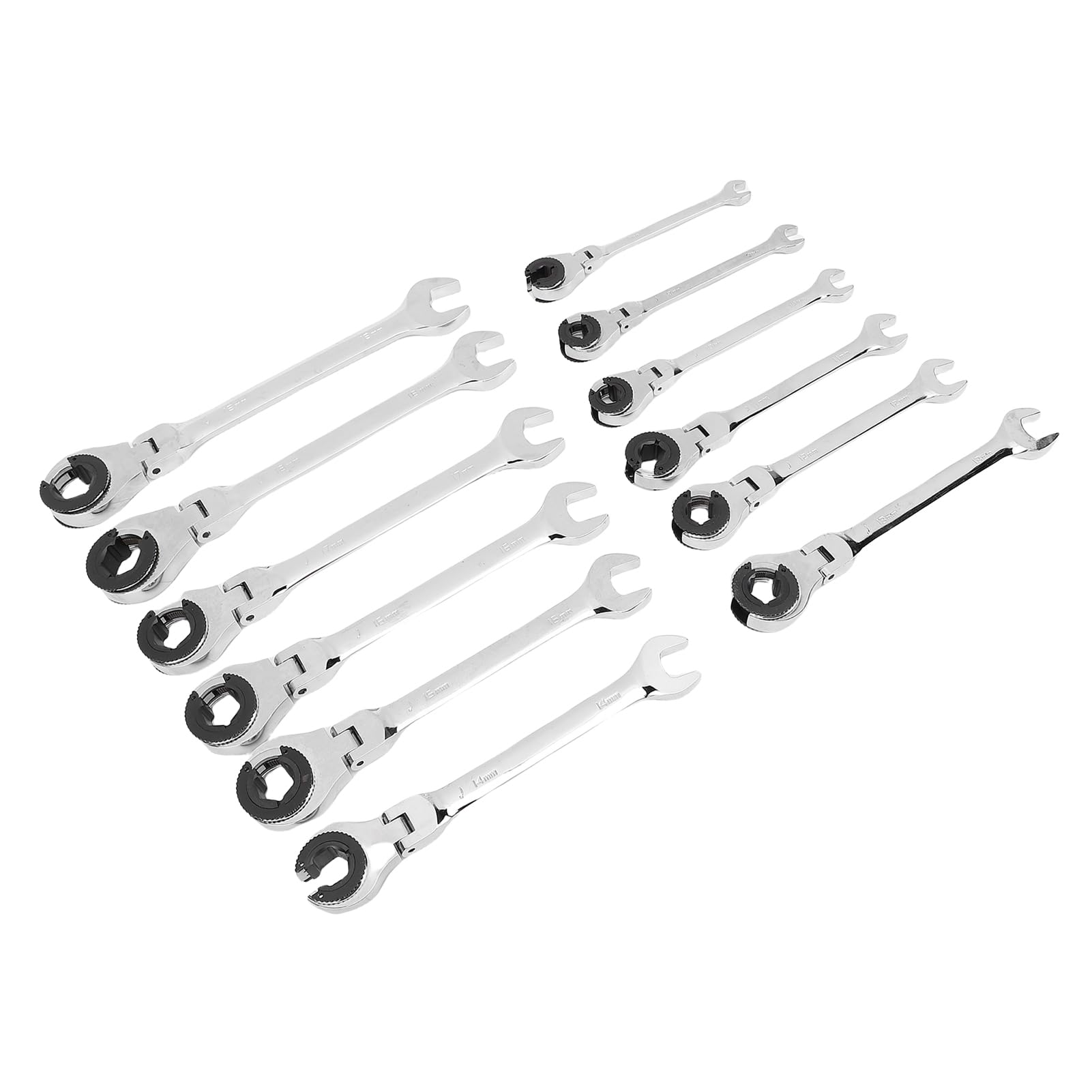Juego de 12 Llaves de Trinquete de Extremo Abierto, CRV 72T 180° Liberación Rápida, Llave Ratcheting para Tuberías de, Frenos y AC con de de 5 Grados