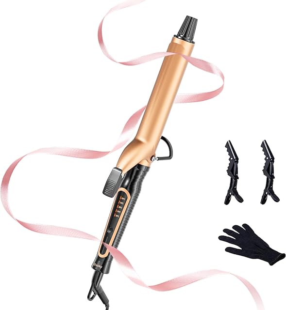 Svoky Hair Curler, 1.25" Curling Tongs For Long Short Hair, Curling Wand, Hair Waver, Ceramic Large Barrel, Quick Heat, Adjustable Temp, Beachy Waves, Shiny Curls, Dual Voltage, Travel, Gifts, 32mm
