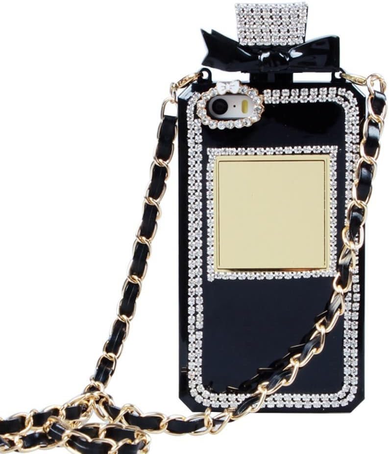 YoungChoice for iPhone and Samsung Case Diamond Crystal Perfume Bottle Shaped Chain Handbag Case Cover (iPhone 5/ iPhone 5S, Black)