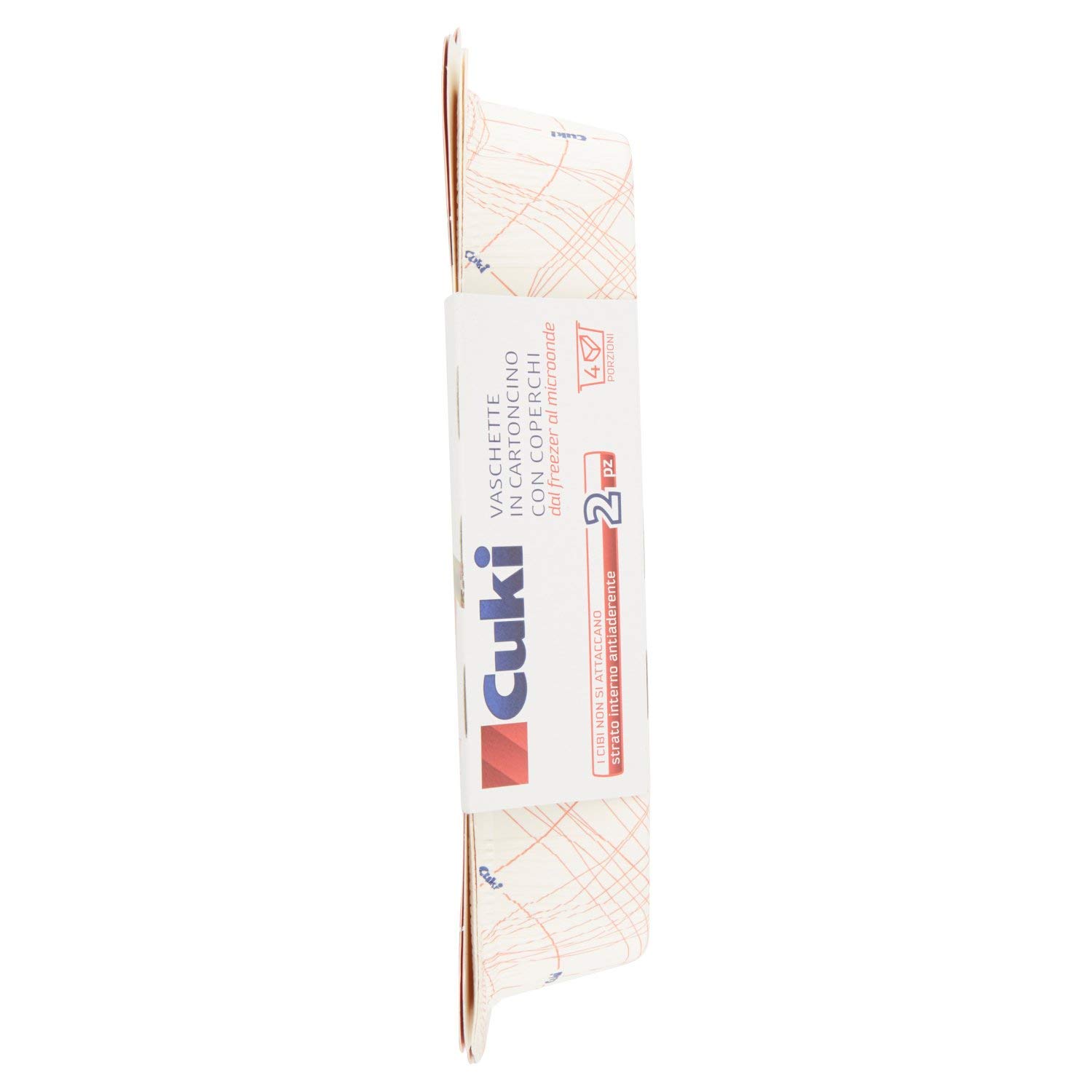 Cuki Vaschette In Cartoncino Con Coperchi Dal Freezer Al Microonde - 4 Porzioni - Rettangolari [Rc2] - 50 g