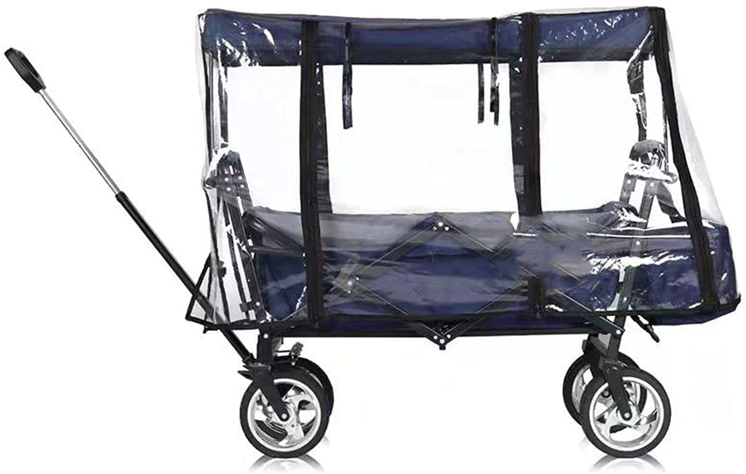 Cubierta de Lluvia para Carrito de plástico Transparente, Carrito Plegable para Exteriores, Carrito de Compras Ligero y portátil, Accesorios para Carrito de Camping portátil con Empuje Manua
