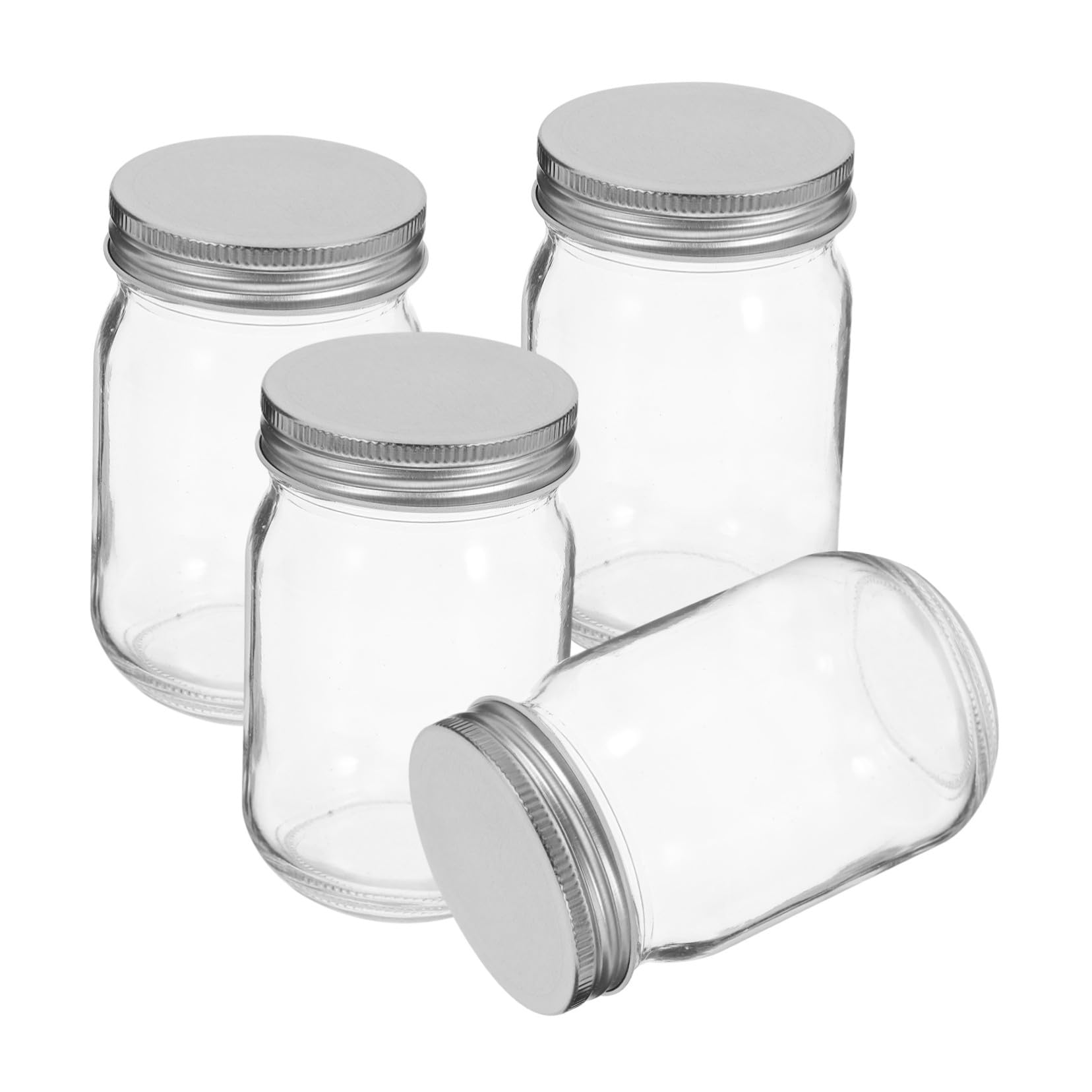 Hohopeti 4 piezas Tarros de Vidrio Transparentes con Tapa de Botes para Miel Mermelada y Almacenamiento Doméstico Frascos con Cierre Hermético para Cocina y Decoración