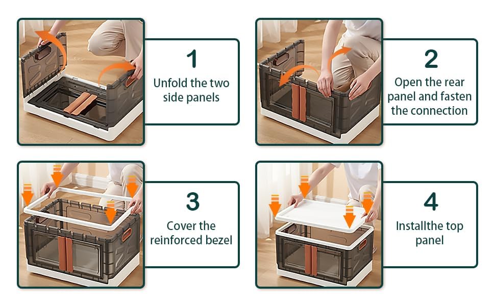 Image of MECHDEL Wardrobe Organizer for Storage /Polypropylene Foldable & Stackable Closet Basket /Cupboard Organizer for Clothes /Mounted Closet Systems (STORAGE BIN-TRANSPARENT, 6PCS)