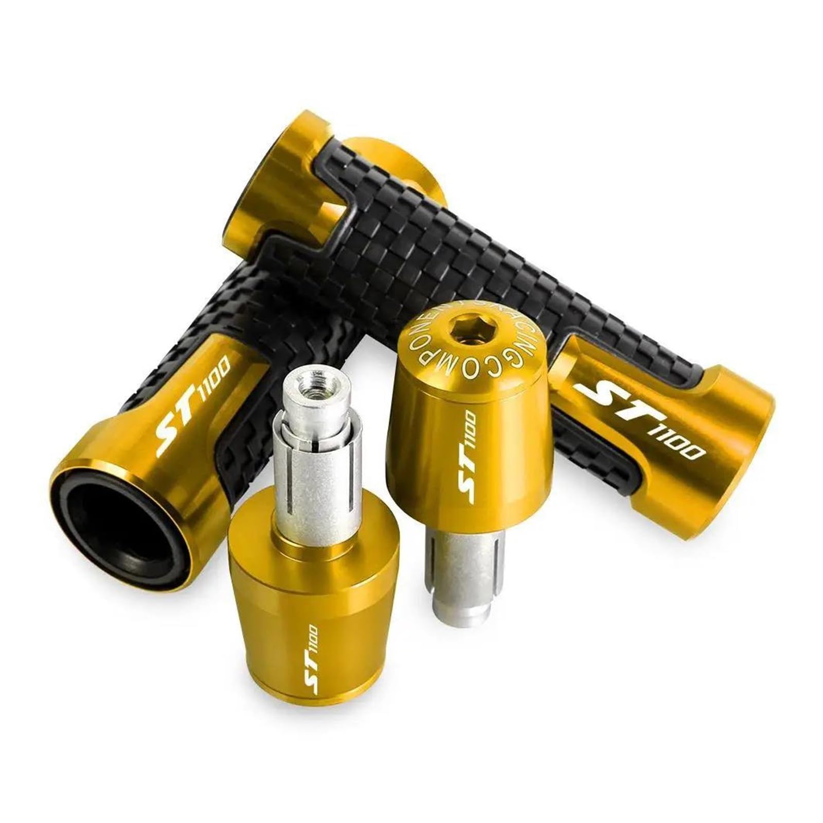 Manopole manubrio moto PER HON@&DA ST1100 1996 1997 1998 1999 2000 2001 2002 CNC Manopole Manubrio Estremità Peso Manubrio Grip End Anti Vibrazione Silder(Yellow-A)