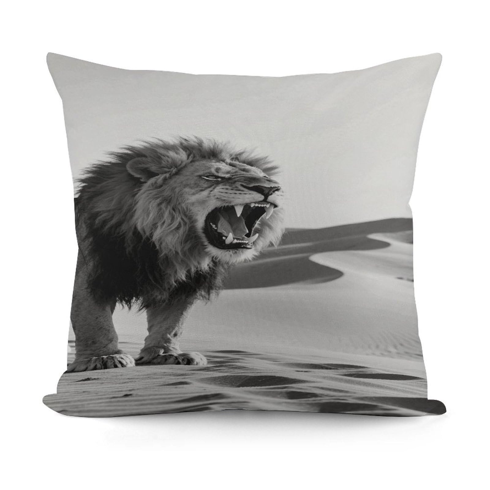 LZQPOEAS Lion Throw Pillow Cover 18x18 in Breathable Square Pillow Case Cozy Soft Pillowcase Protector Fashion Modern Couch Cushion Case for Living Room Bed Sofa Decor
