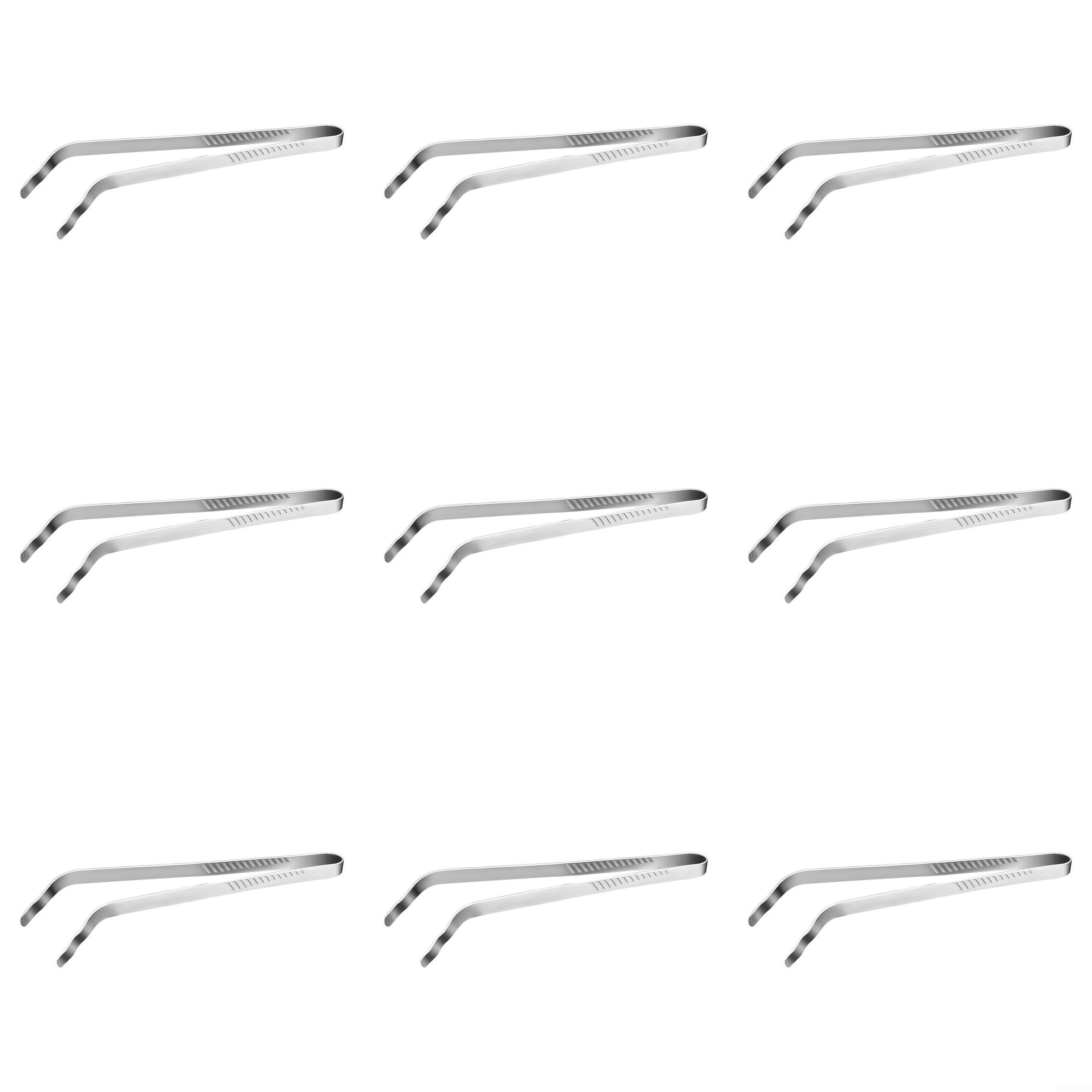 QOXEZY Pinzas de acero inoxidable, mango extralargo, cabeza de abrazadera dentada antideslizante para carne, pan, pasta, herramienta multiusos para barbacoa, freír, hornear, servir buffet (9)