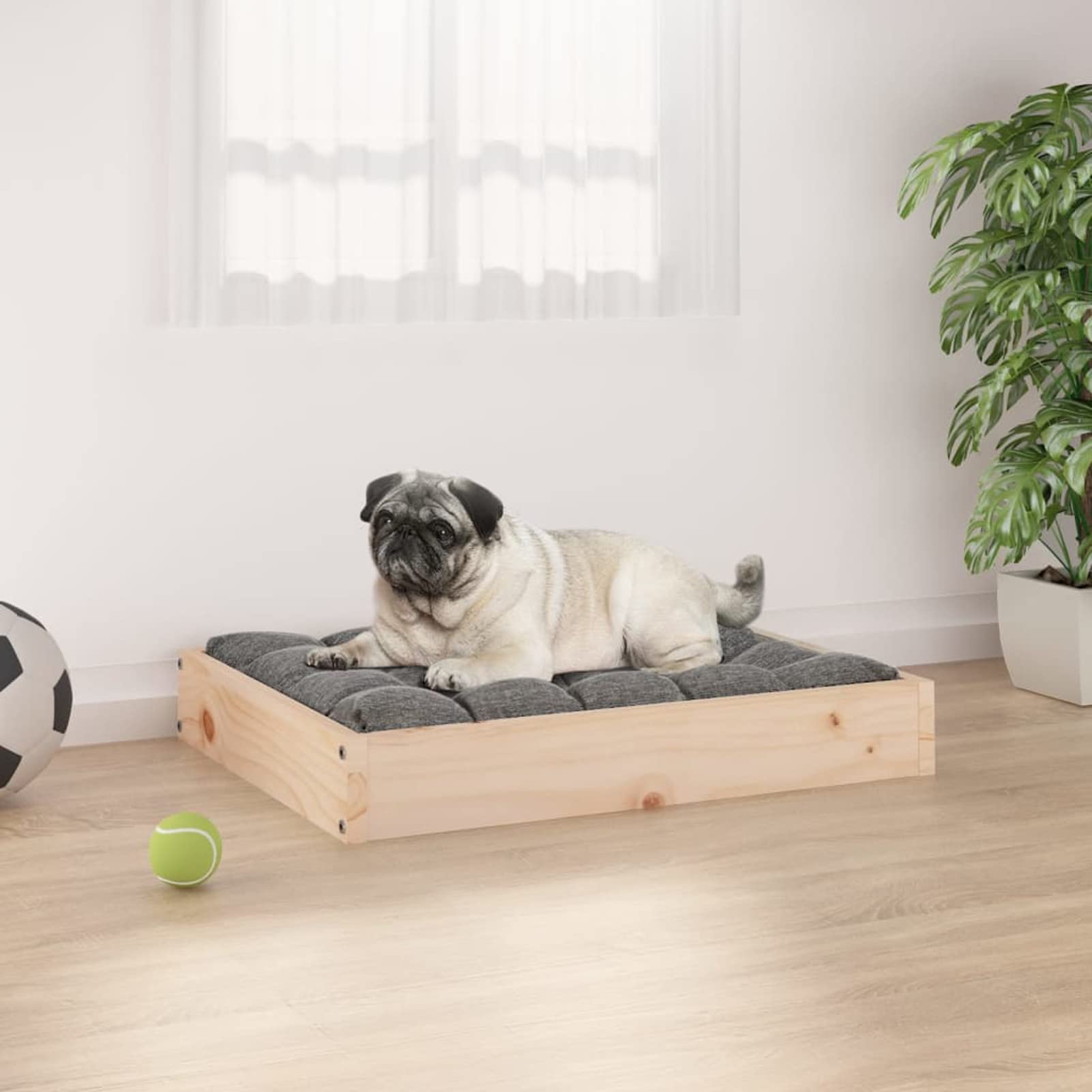 GuyAna Cama para Perros Madera Maciza de Pino Sofa para Perro 61,5x49x9 cm Cama para Mascota
