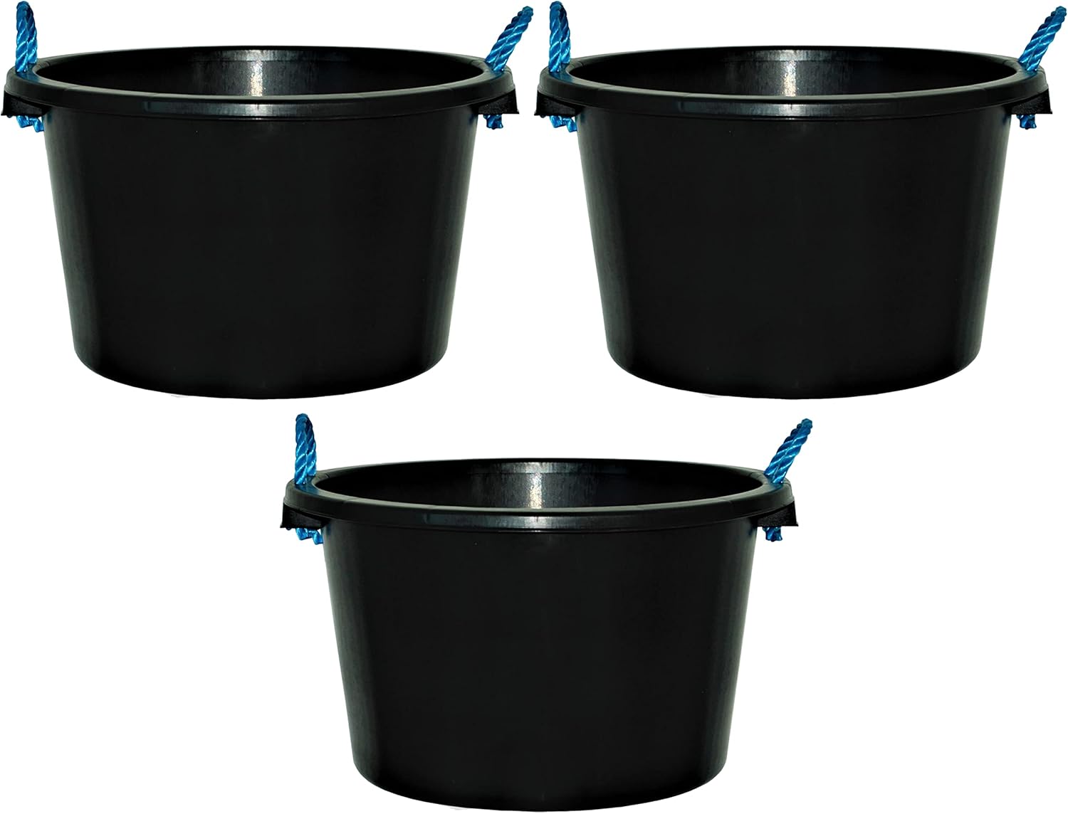 (Set of 3) 45L Litre Black Heavy Duty Multipurpose Plastic Tub Bucket