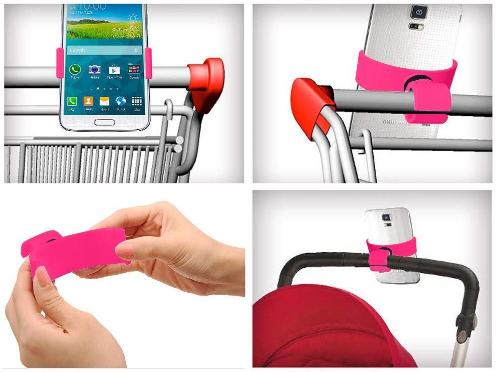 Porta telefono universale per smartphone fino a 7,5" - Portacellulare passeggino universale rosa