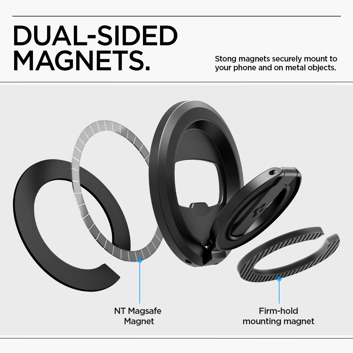 Spigen O-Mag Anello MagSafe [Apribottiglie & Supporto Regolabile] Doppio Magnete Compatibile con Accessori Magnetici, iPhone 17 17e 16 15 14 e Cover MagSafe/Pixelsnap per Samsung S26 S25, Pixel 10 10a