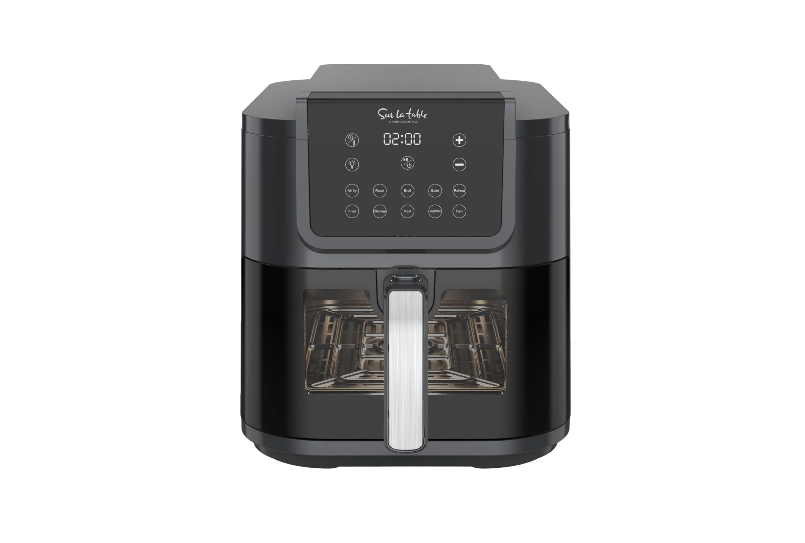 Sur La TableKITCHEN ESSENTIALS 5-in-1 Compact 8-Quart Basket Air Fryer with Window for Easy Viewing, Digital Touchscreen Display with 10-Presets, Air Fry, Bake, Broil and Reheat in Minutes, 1500w