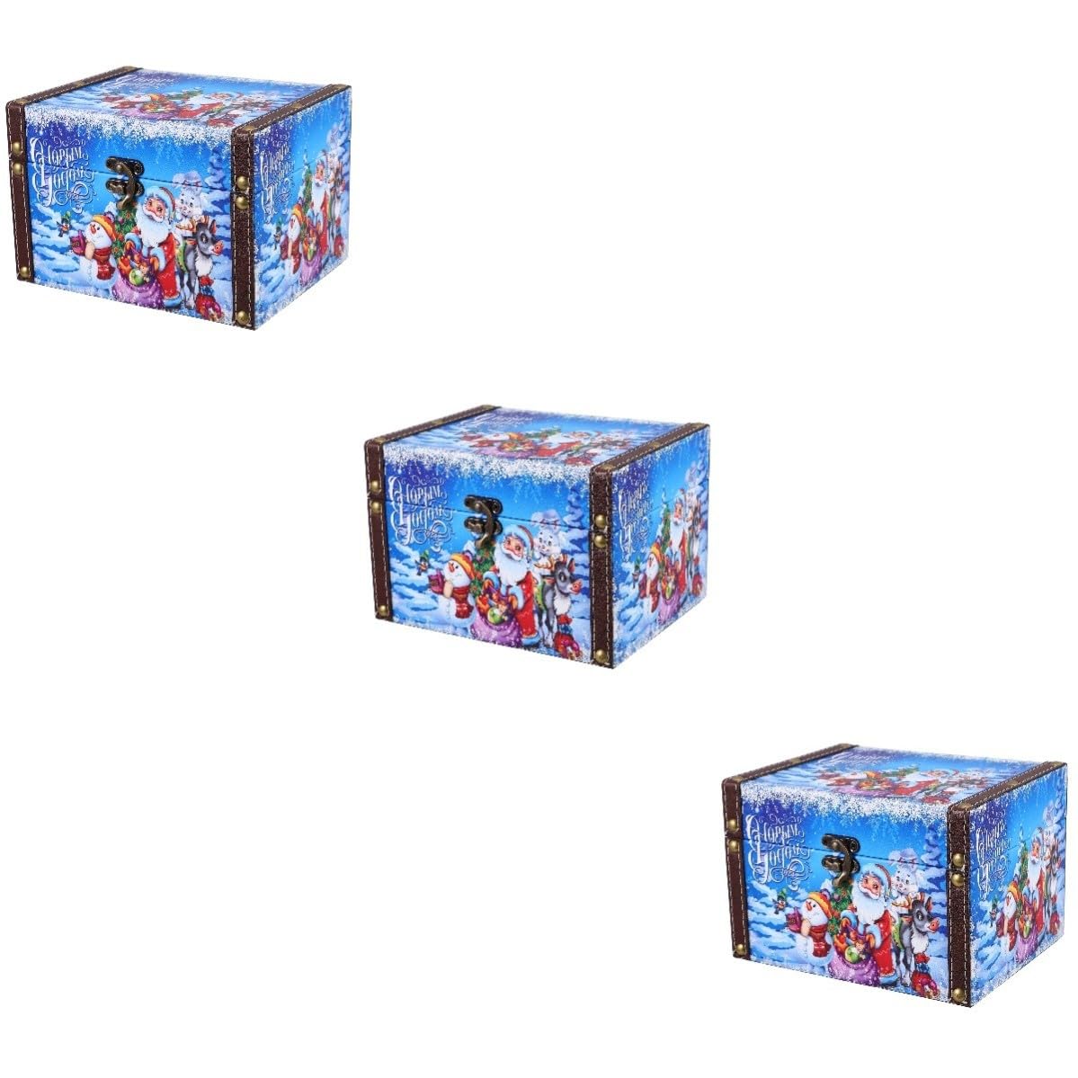 Toyvian 3 Stück Weihnachtsholzkiste im Vintage Stil für Schmuck und