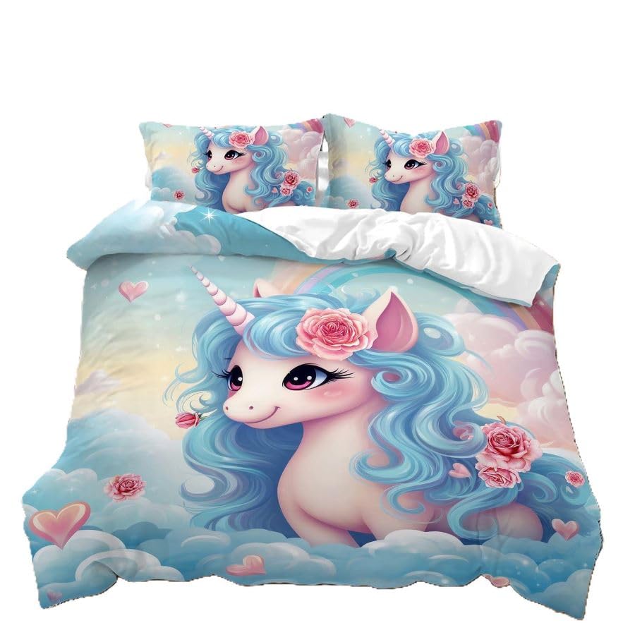 Housse de couette 220x220 multicolore drap housse lit 135 taie d'oreiller BED0095