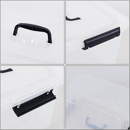 Miniatura 2 de Farmoon Contenedor de almacenamiento transparente de 12 cuartos de galón, caja de plástico con asa, 4 paquetes