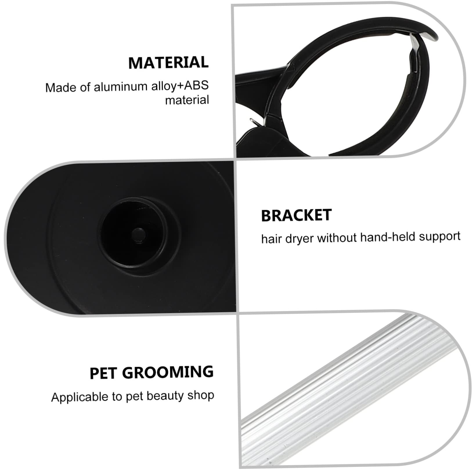 Didiseaon Supporto per Asciugacapelli Regolabile Nero Rotazione 360 Gradi | Abs Pp Lega di Alluminio, Installazione Semplice, Uso per Styling e Curling, Design Mani Libere