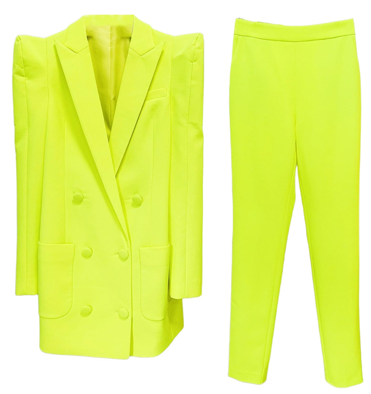 Womens Suit Two-Piece Jacket Pants Set Peak Lapel Double Breasted Buttons Homecoming Uniform Tuxedos
