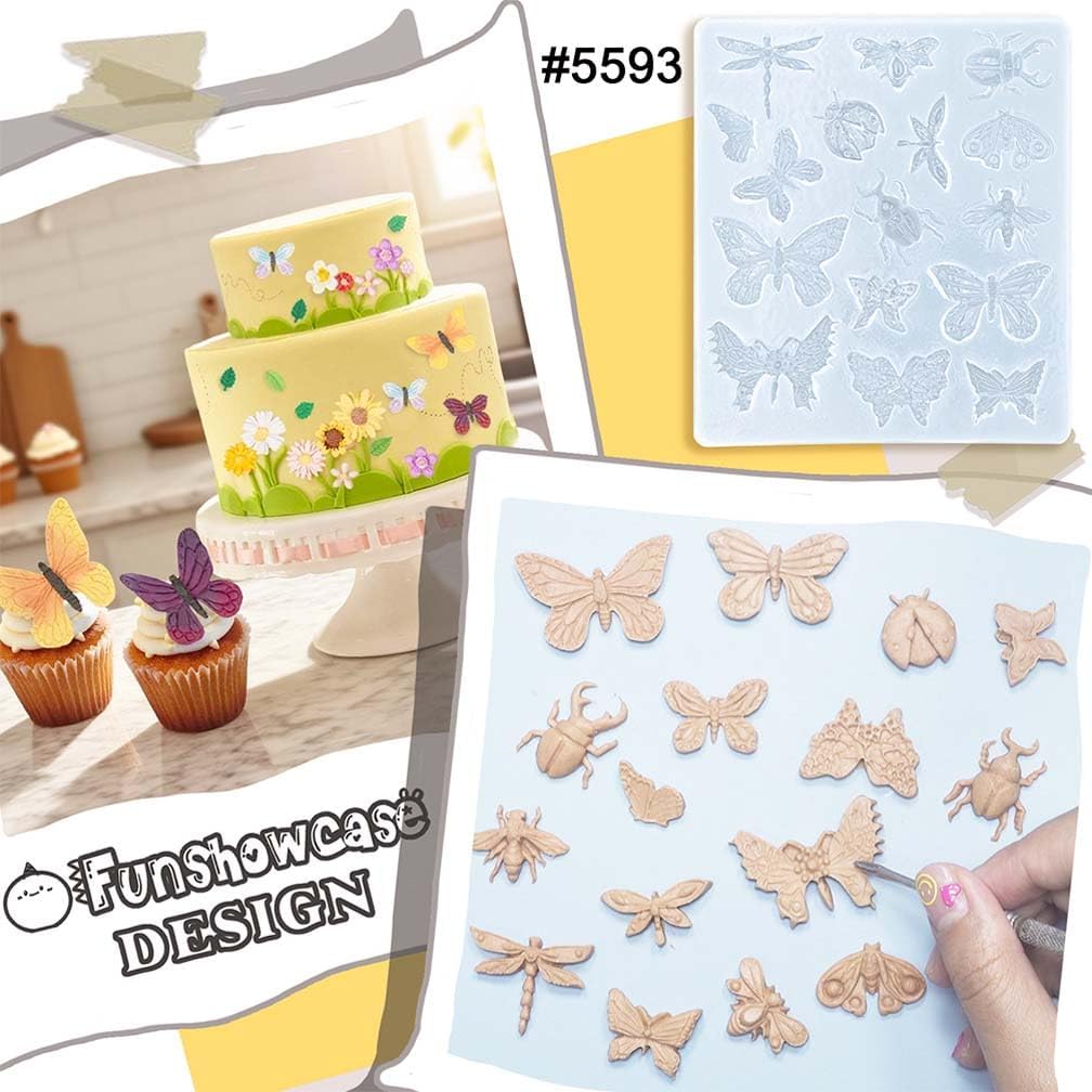 Butterfly and Insects Mold Silicone for Fondant, Air Dry Clay, Resin Crafts
