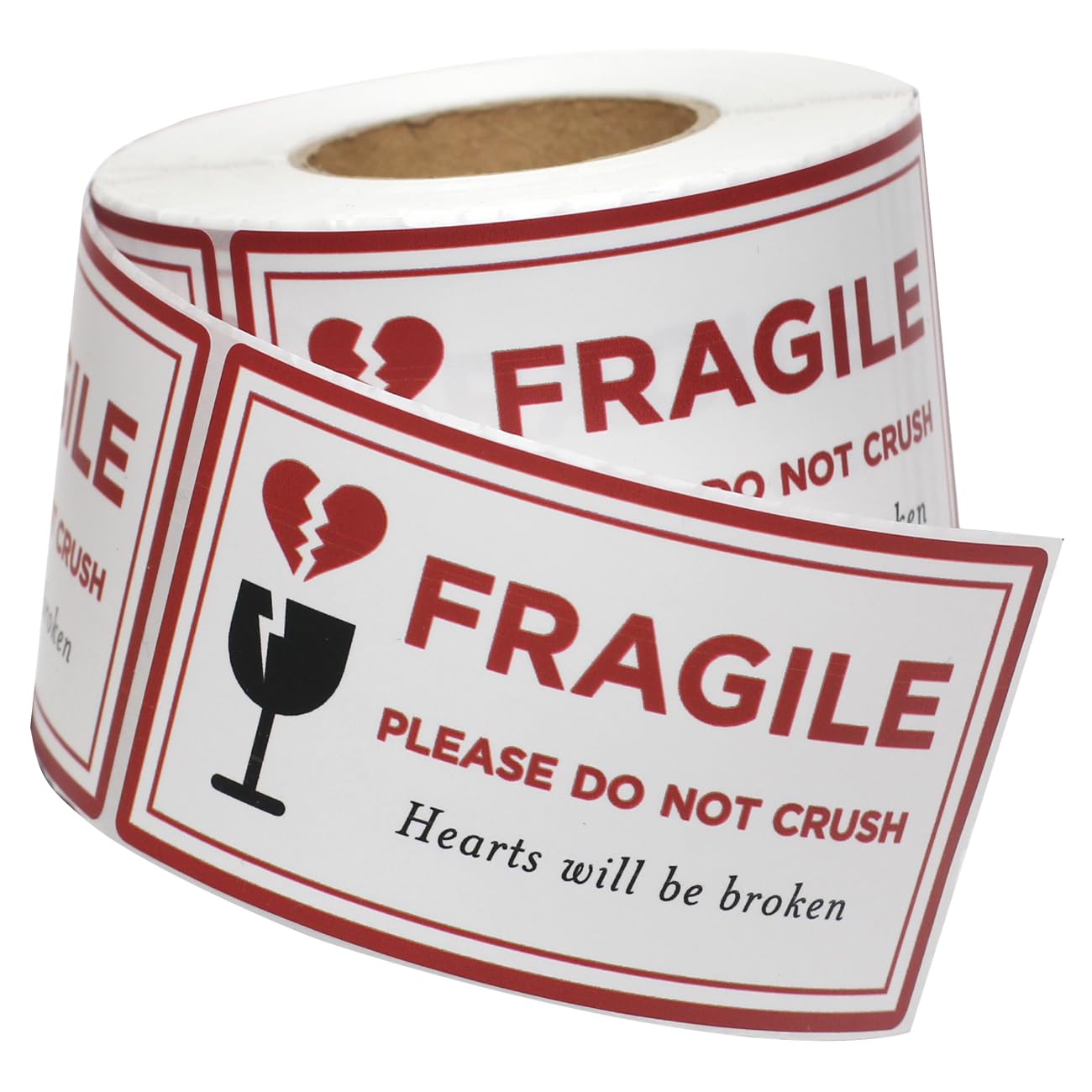 Pelikus Fragile Labels 3.5x2” Broken Heart, Do Not Crush Stickers for Shipping Packaging (3.5x2 Rectangular)
