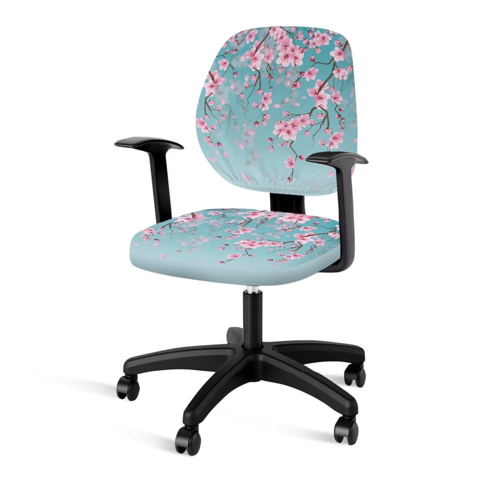 ELEDIZI Cheery Blossom Office Chair Cover Desk Chair Cover no Arms Computer Chair Covers Stretchable 2 Piece Fabric Gaming Chair Cover Universal Chair