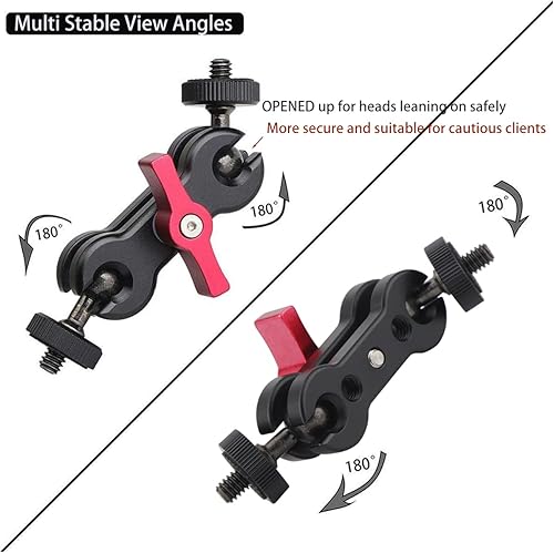 Miniatura 6 de Mini abrazadera de brazo mágico articulado con doble cabeza de bola de 14-20 para monitorluzMIc, con hilos finos y arandelas (3.9 pulgadas)