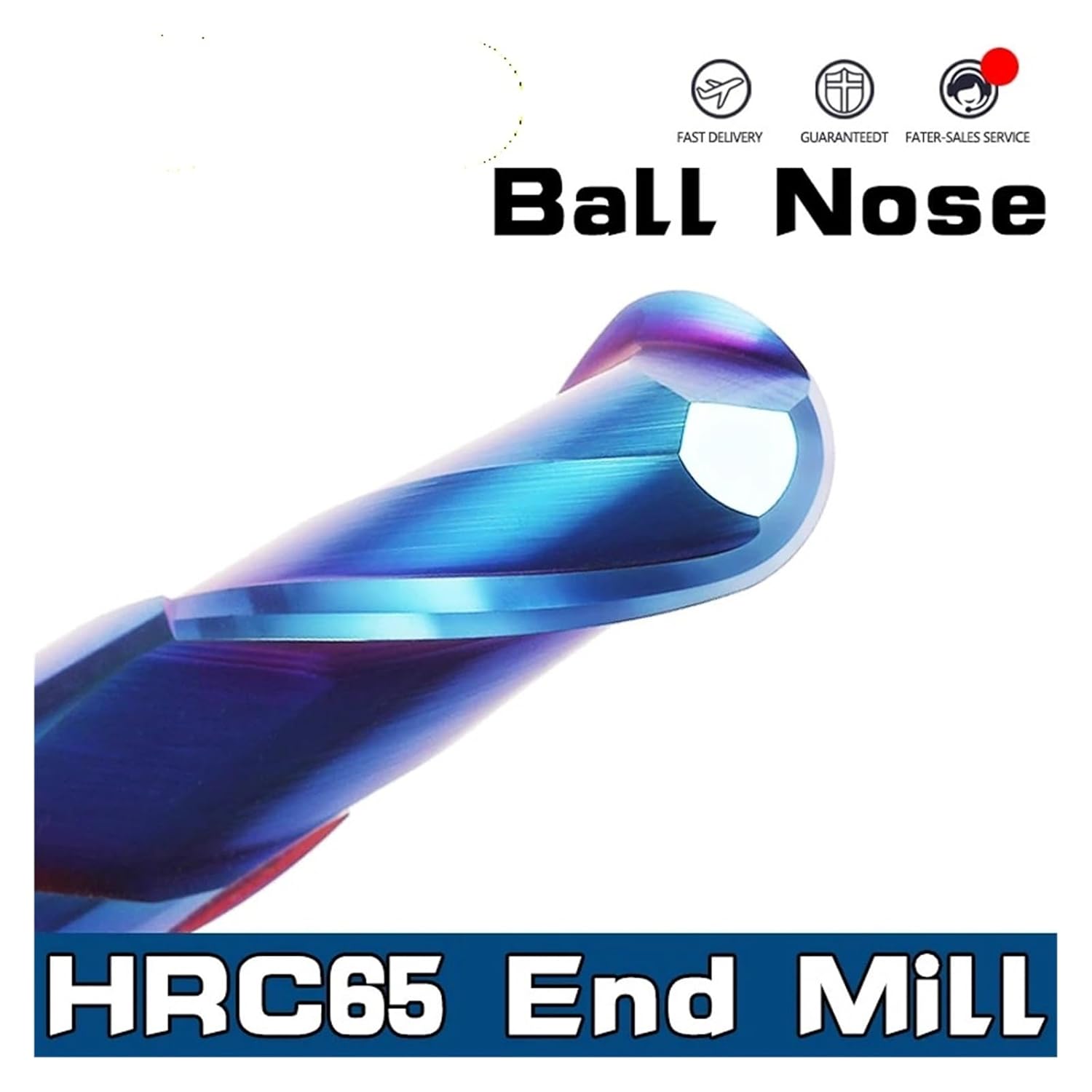 1PCS HRC65 Ball Nose End Mill R0.5-R6 50L 100L 2 Flutes Milling Cutter Alloy Coating Tungsten Steel Tool Cnc Maching Endmills(R2.5X5DX50L)