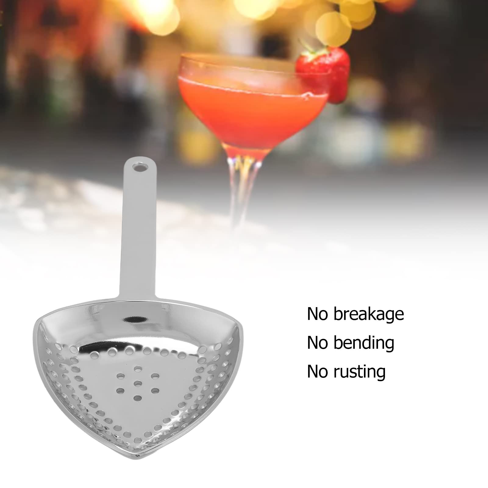 Julep Strainer,Triangular-Shaped Cocktail Strainer for Drinks for Standard Cocktail Mixing Glass or Cocktail Shaker,Stainless Steel Strainer for Commercial or Home Bar(Silver)
