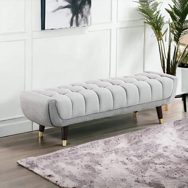 CRUZ INTERNATIONAL - online shopping-be ready ! Contemporary Settee Sofa Ottoman Bench - Enhance Your Décor (Grey)