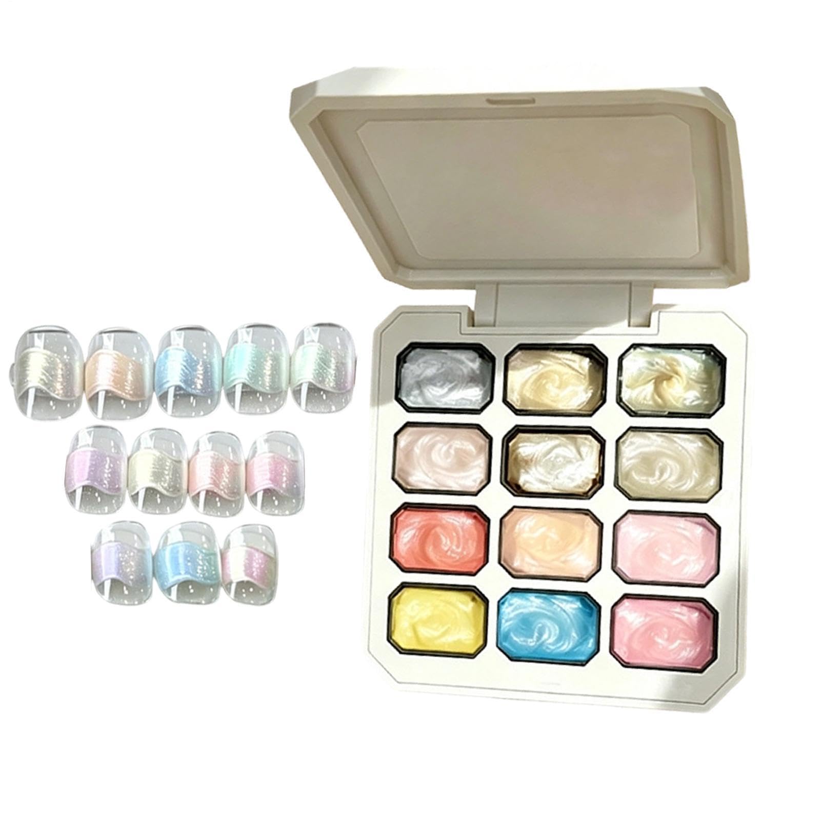 Esmalte de uñas efecto degradado seda satén en paleta de 12 tonos selectos 8