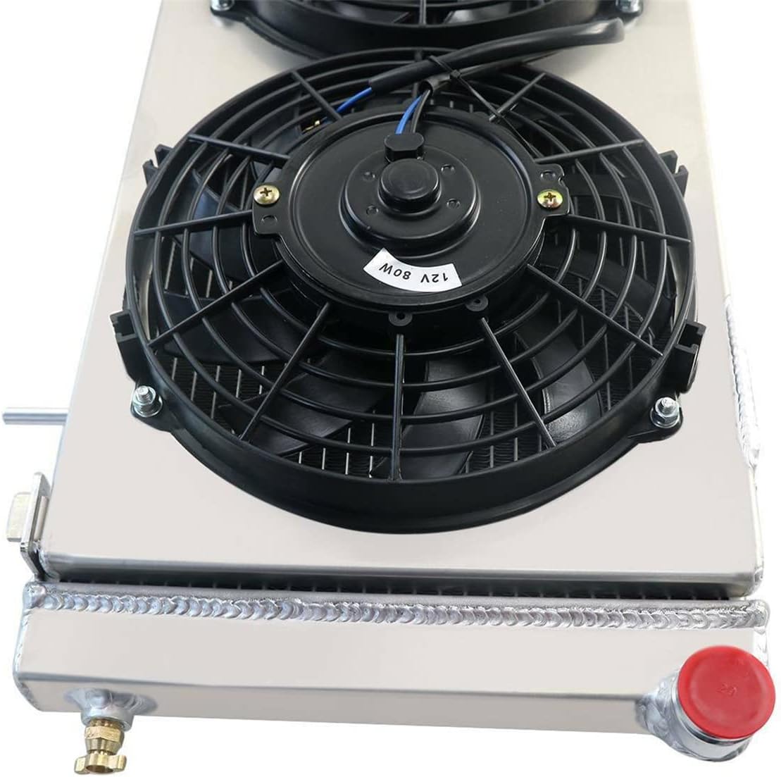 Aluminium Radiator Compatible with 1991-2001 Jeep Cherokee XJ 4.0L AT MT 1992 1993 1994 1995 1996 1997 1998 1999 2000 Radiators, 1 Row Radiator Fan Shroud + Thermostat Relay Kit