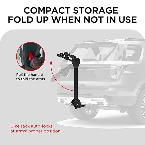 Miniatura 4 de Rockland - Portabicicletas para 2 bicicletas de neumáticos anchos, apto para vehículos con enganche receptor de 1.25 y 2", soporta 80 libras,