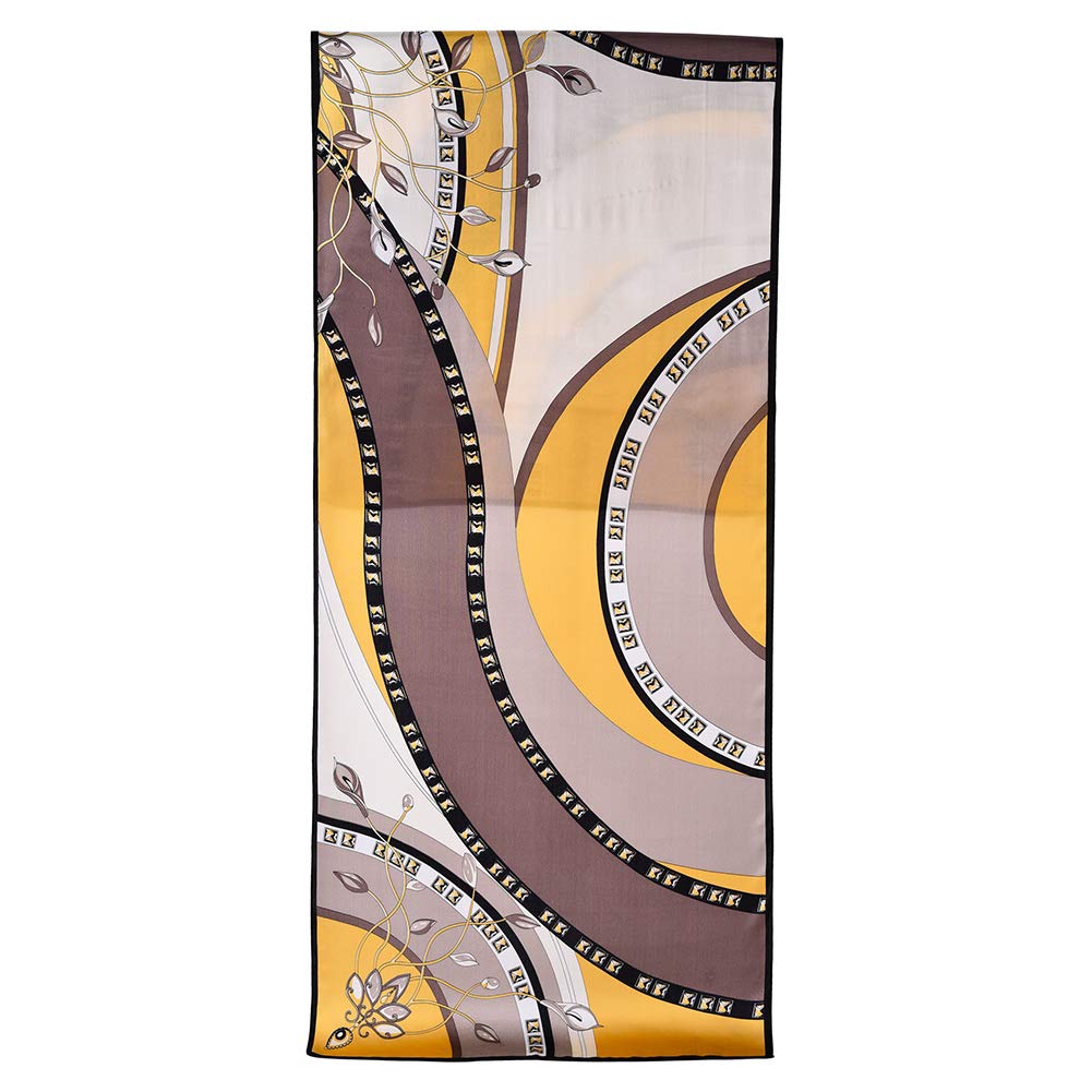STORY OF SHANGHAI Sciarpa di 100% Seta Charmeuse da Donna Foulard a Raso con Fantasie Orientale, 56x177cm