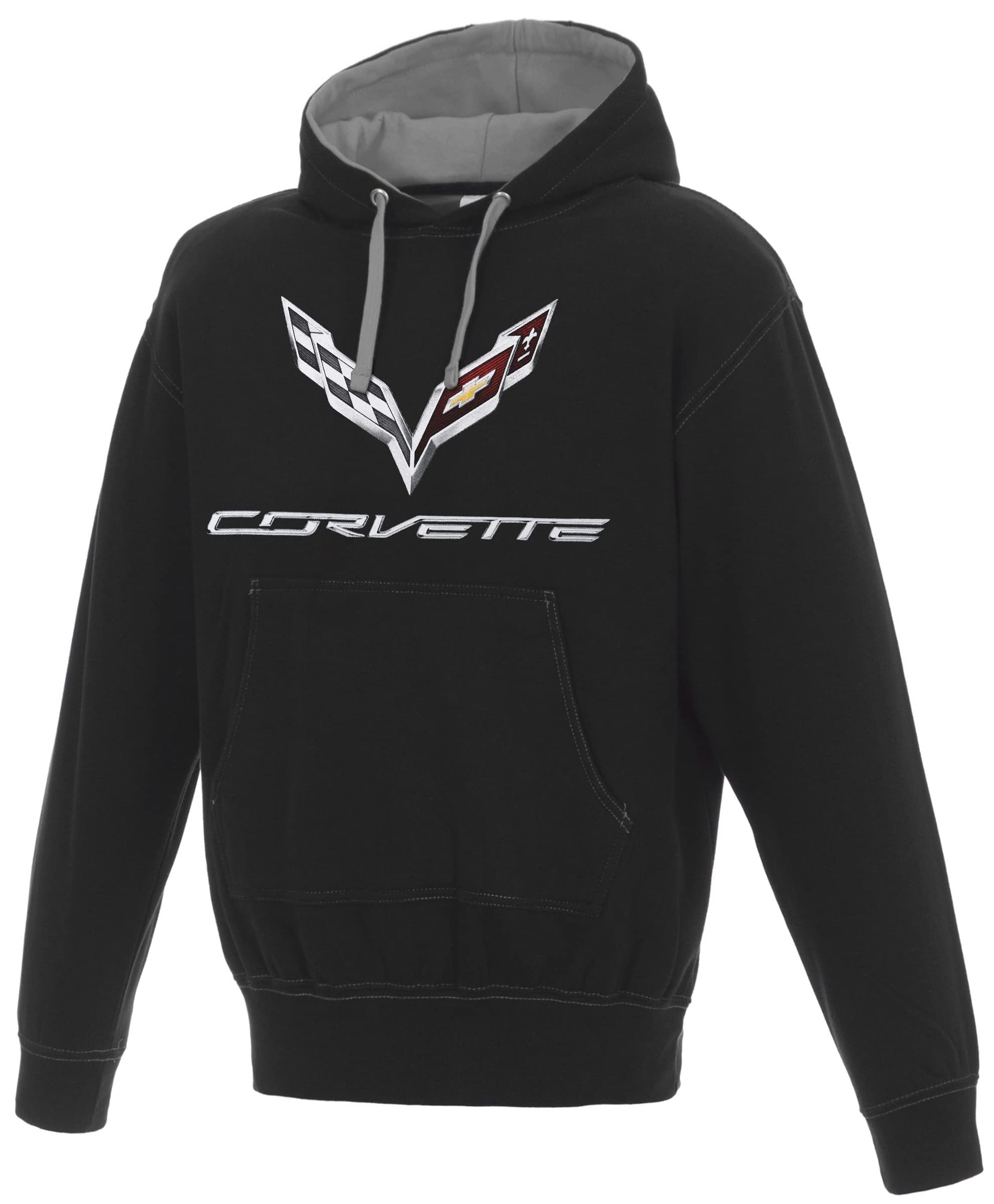 JH DESIGN GROUPMen's Chevy Corvette C7 Pullover Hoodie Red or Gray Hood Lining