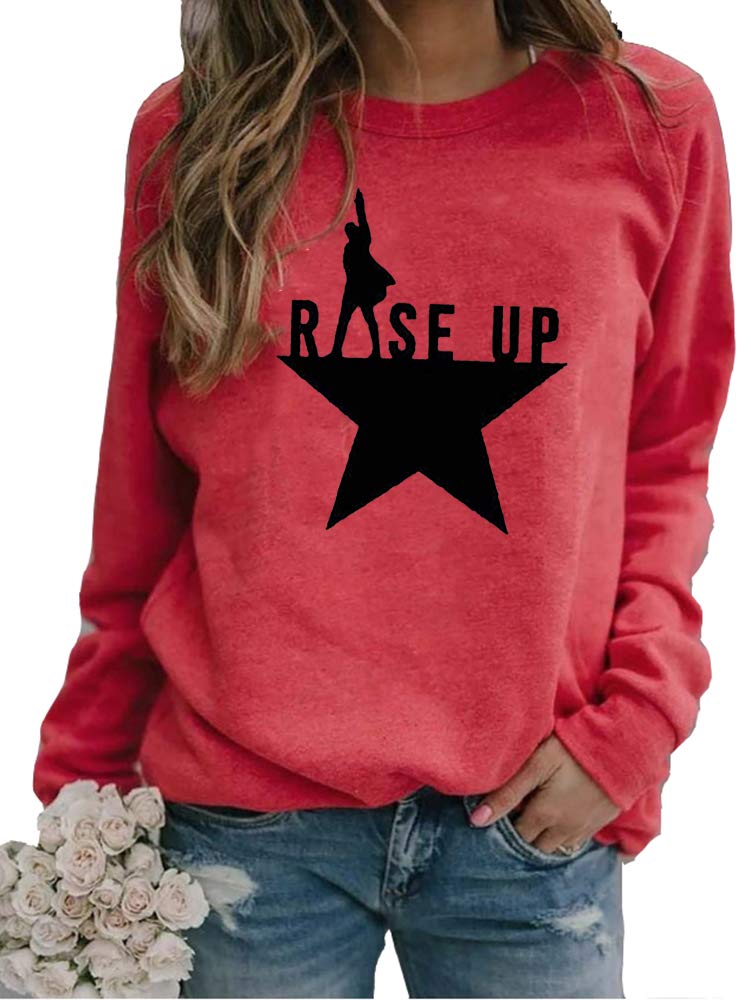 Yimoya Womens Hamilton Lyrics Sweatshirts Long Sleeve Rise Up Musical Pullovers Graphic Sweater Tops